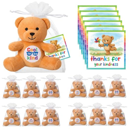 Silipull 12 Pcs Be Kind Stuffed Bears for Students 4" Kindness Plushies - style: Be Kind