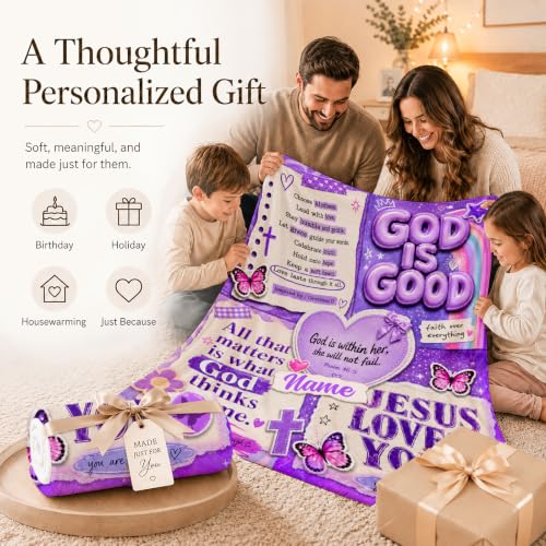 Kids Blanket Custom God Theme, Cozy Soft Flannel Throw for Living Room - color: Purple