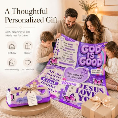 Kids Blanket Custom God Theme, Cozy Soft Flannel Throw for Living Room - color: Purple