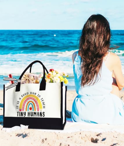 Aesthetic Canvas Tote Bag for Women Girls, Large Tote Bag for Friends Colleagues Leader Manager, 17 x 11.8 x 7 inches - color: Teacher