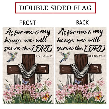 Spring Garden Flag Religious Christian Cross Spring Vertical Double Sided Yard Outdoor Decorations 12.5 x 18 Inch