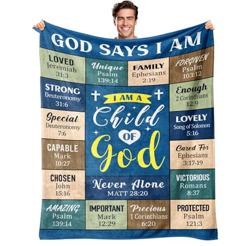 Christian Gifts for Men, I Am A Child of God Blanket, 50"x60" - color: Christian Gifts Blue