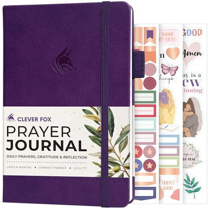 Clever Fox Prayer Journal with Prompts, Bible, Women, Teen, A5 Purple - color: Purple, size: A5 (5.8'' x 8.3'')