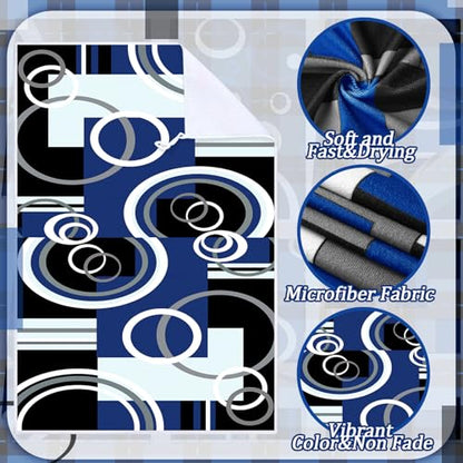 Boyiee 6 Pcs Modern Geometric Kitchen Towels - color: Black and Blue