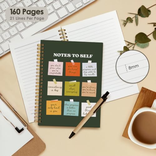 Wheatwin Note to Self Mental Health Journal, Inspirational Spiral Notebook, Motivational Positivity Journal, Inspirational Journal for Women, Positive Affirmations Quote Hardcover Notebooks 5.5x8.3 - Green - color: Notes to self - bottle green