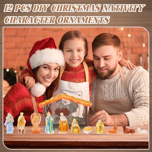 Zubebe 12 Pcs DIY Christmas Ready to Paint Nativity Set, Nativity Scene - style: Nativity Scene