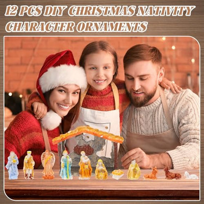 Zubebe 12 Pcs DIY Christmas Ready to Paint Nativity Set, Nativity Scene - style: Nativity Scene