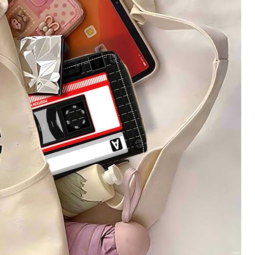 90s Music Cassette Print Wallet for Women Large Capacity Wallet Credit Card Holder PU Leather Zipper Clutch Purse Phone Wallet - color: 90s Music Cassette