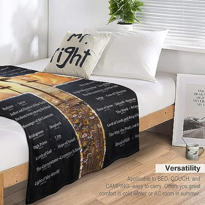 Christian Cross Bible Verse Blanket Christ Religious Throw Blanket Jesus Scripture Faith Catholic Inspirational Gifts for Women Men Winter Warm Soft Plush Fleece Flannel Blanket for Adult Kids 40"x50"