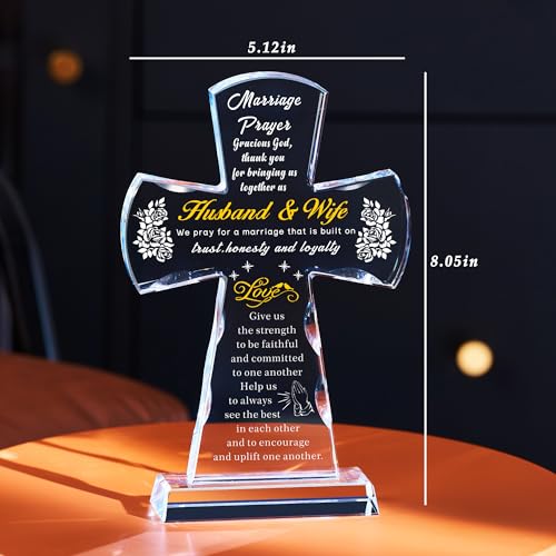 Ghtixsu Marriage Prayer Cross Wedding Gifts for Couples, Religious Cross Engagement Gifts for Bride and Groom, Bridal Shower Gift for Women Men - color: Marriage Prayer Cross Wedding Gifts