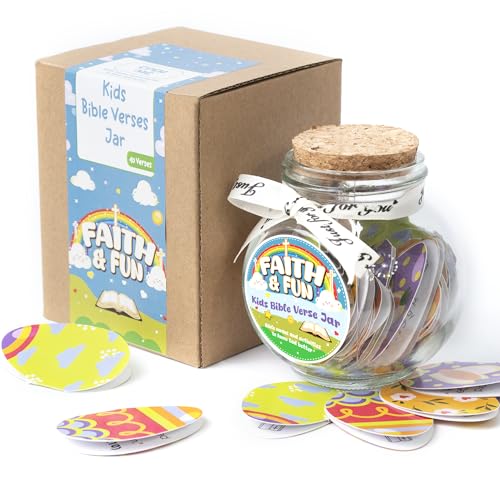 Kids Bible Verse Jar, Easter Basket Stuffers for Kids & Teens, Christian Easter Gifts for Girls Boys, 40 Bible Verse Cards, Faith Easter Gifts for Kids, Baby Easter Basket Stuffers, Religious Gift - color: Kids Bible Verses Jar