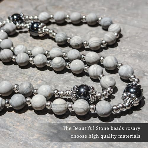 8mm Catholic Stone Rosary Beads
