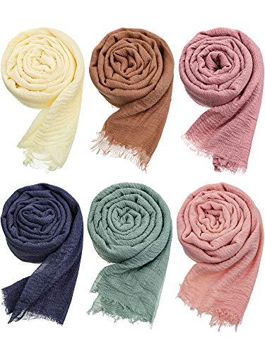 Geyoga 6 Pcs Women Scarf Shawl Hijab Scarves - color: Stylish Colors