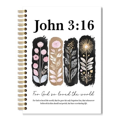 for God So Loved The World Spiral Notebook for School Office, John 3:16 Christian Journal, Floral Christian Faith Notebook Gifts, Inspirational New Job Farewell Gifts for Women Men Coworkers - style: So Loved
