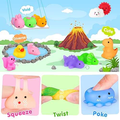 HINZER 130PCS Mochi Squishy Toys Party Favors Kids Kawaii Mini Squishies