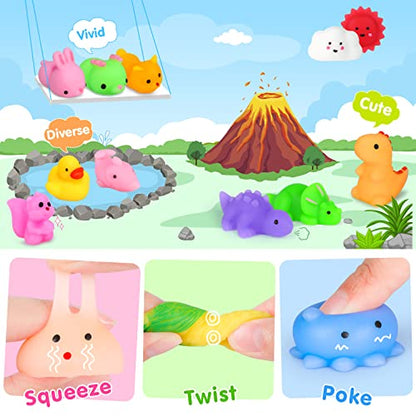 HINZER 130PCS Mochi Squishy Toys Party Favors Kids Kawaii Mini Squishies