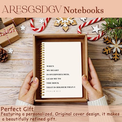 Christian Journal for Women, When My Heart Is Overwhelmed Bible Notebooks for Note Taking, Inspirational Christian Gifts for Women, Scripture Spiral Notebook 5.5x8.3 Inch - color: PSALM 61-2