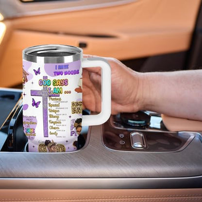 Christian Gifts for Women 40oz Tumbler - Insulated Travel Mug with Handle (Black Girl1, 40 Ounces) - color: Black Girl1