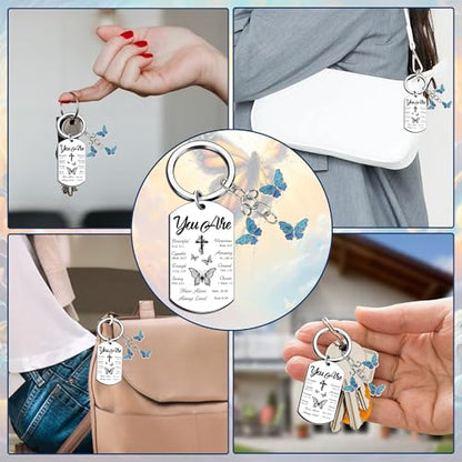 Inspirational Christian Gifts Keychain for Women - Religious Gift Keyring for Men, Priests, Sister, Friend, Mom, Catholic - style: Butterfly