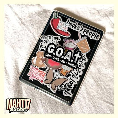 (Multi Sizes) Goat God Over All Things Sticker Inspirational Motivation Christian Faith Religious Bible Verse Waterproof Die-Cut Vinyl Sticker for Kindle, Laptop, Water Bottles, Phone Decal Gifts - size: More Sizes