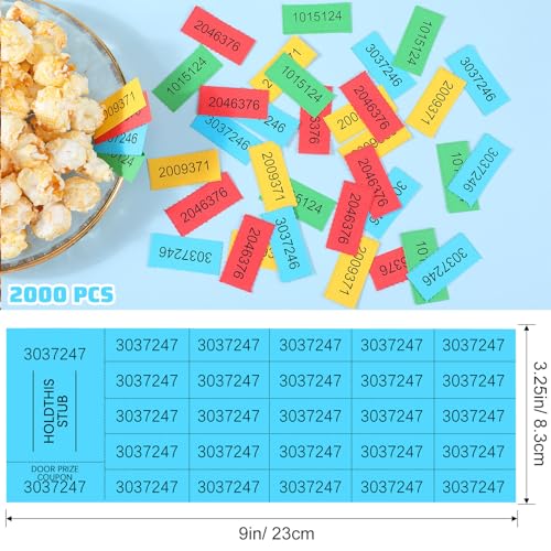 Kosiz 2000 Sheets Raffle Ticket 25 Bid Chinese Auction Tickets, Bright - color: Bright