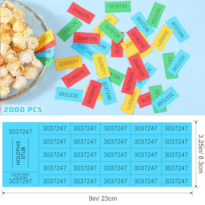 Kosiz 2000 Sheets Raffle Ticket 25 Bid Chinese Auction Tickets, Bright - color: Bright