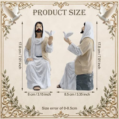 Sieral Jesus Christ Statue with Dove, 7 Inch Resin Jesus Figurine