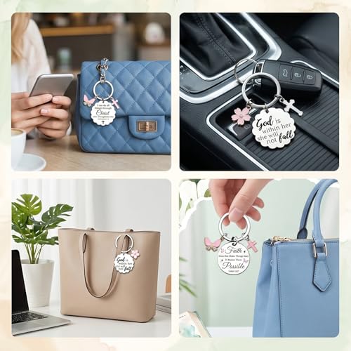 6PCS Christian Keychain for Women, Christian Key Chains, Faith Key Chains for Pastor Mom Sister Christian Bible Accessorie