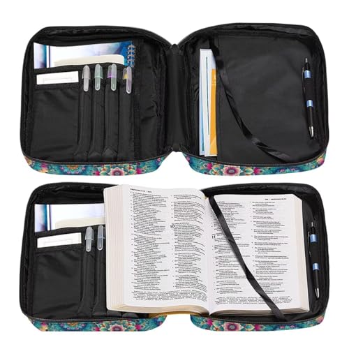 Coldinair Boho Mandala Bible Covers for Women Bible Case with Bookmark Large Carrying Book Case Church Bag Protective with Pocket and Zipper - color: Boho Mandala Hummingbird