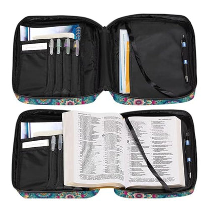Coldinair Boho Mandala Bible Covers for Women Bible Case with Bookmark Large Carrying Book Case Church Bag Protective with Pocket and Zipper - color: Boho Mandala Hummingbird