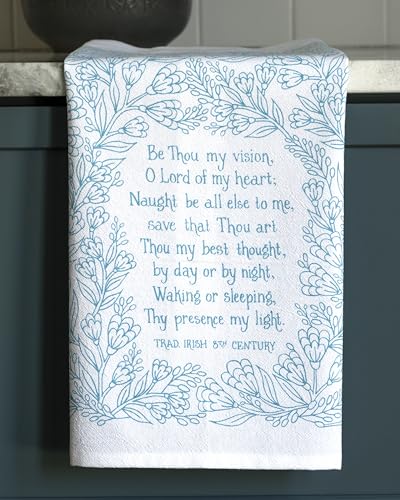 Little Things Studio Tea Towel - Be Thou My Vision, Soft Teal Blue, 20 x 24 - color: Be Thou My Vision – Soft Teal Blue