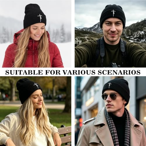Christian Hats for Men & WomenJesus Cross HatChristianReligious GiftsforVarious Festivals&BirthdaysFaith Baseball/Trucker Cap - color: Black Faith Beanie