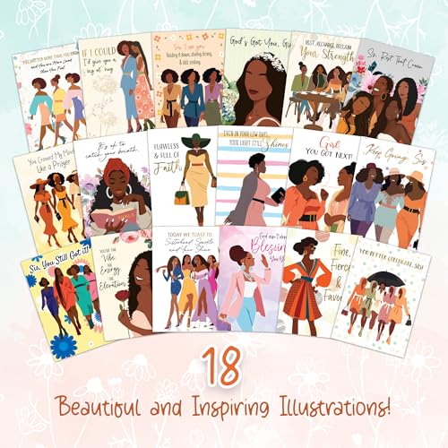 African American Greeting Cards Assortment Box – 18 Cards with Envelopes, Birthday, Friendship & Thank You Notes – Gift for Women - style: Assortment 860