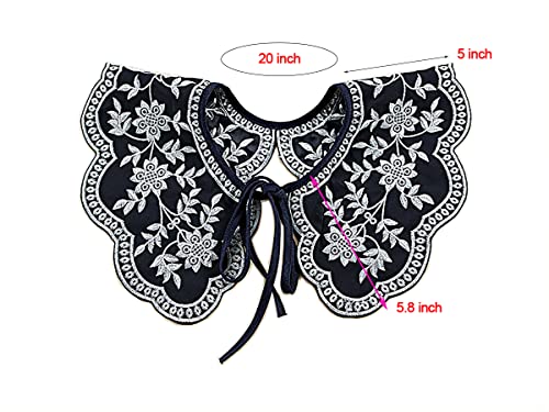 White Lace Detachable Fake Collar for Women Summer Dresse and Shirt - style: Black Orchid