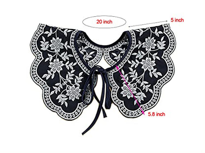 White Lace Detachable Fake Collar for Women Summer Dresse and Shirt - style: Black Orchid