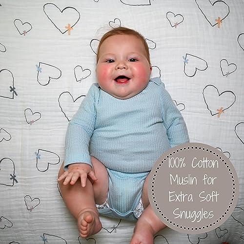 LollyBanks Muslin Swaddle Blanket, 47 x 47 in, Newborn Receiving Blanket - color: The Love of Christ