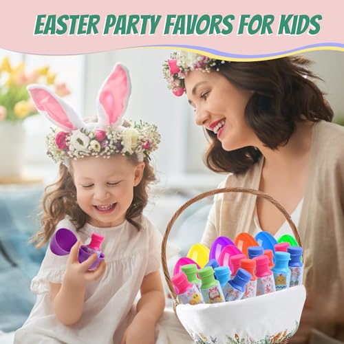36 Pack Prefilled Easter Eggs with Toys Mini Bubble Wands Inside, Kids Easter Basket Stuffers with Bubble Blowing Toys Gifts for Kids Boys Girls Party Favors Egg Hunt Supplies