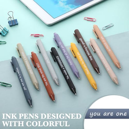 Crtiin 50 Pcs Inspirational Pens Bulk Neutral Tones, Thank Yourself - color: Neutral Tones, size: 1 Count (Pack of 50)