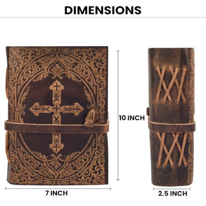 LEATHER VILLAGE Bible Journal Cross Embossed, Distressed Brown 7x5. - color: Distressed Brown, size: 7 inches X 5 inches