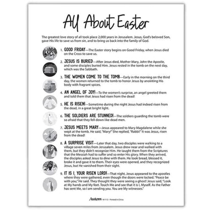 All About Easter Learning Card, Sunday School Activities with Stickers, 8.5” X 11” (Pack of 2)