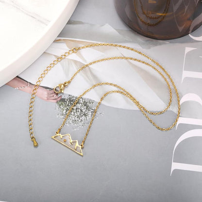 Mustard Seed Necklace - Rectangle, Round, Mountain, Hill Christian Faith Geometric Religious Inspirational Gift With Message Card - color: Gold, style: Mountain