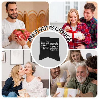 Christian Socks for Men Biblical Gifts for Dads Grandpa Husband - color: Black