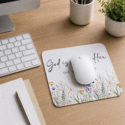 QIYUHOY Christian Inspirational Floral Mouse Pad, 9.5x7.9 Inch - color: God is Within Her