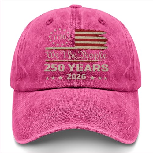 250th Anniversary 250 Years Freedoms Baseball Hat Running Embroidered Cap for - color: Rose Red Color
