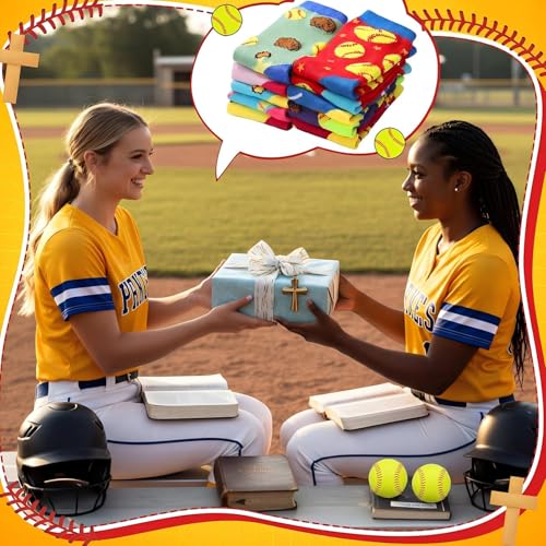 Suhine 12 Pairs Softball Bible Verse Socks Christian Softball Team Socks I Can Do All Things Religious Appreciation Gift Crew Cotton Birthday Sport Party Gifts for Women Men Sport Lovers Team Players