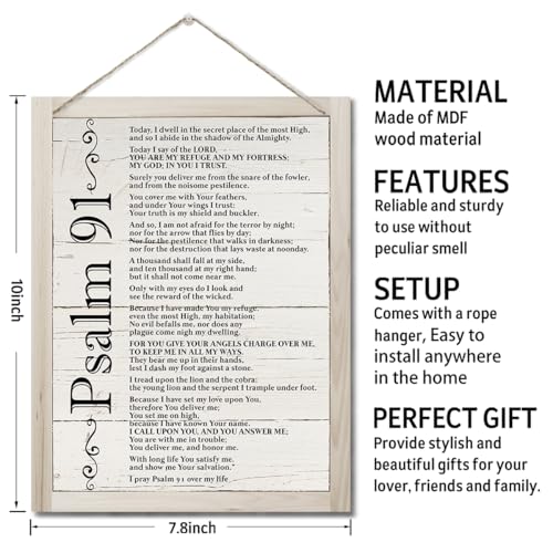 Inspirational Wood Art Signs, Psalms 91 Wall Sign, Hanging Printed Wall Plaque Wood Signs, Bible Verse Print, Christian Scripture for The Home or Office Decor, Christian Wall Decor 10 X 7.8 inch H - color: Color 09