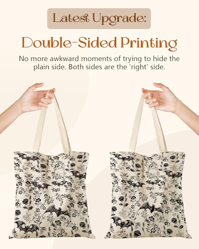 Miss Adola Canvas Tote Bag for Women with Zipper, Bat Flower - color: Bat Flower