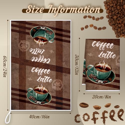 Boyiee 6 Pcs Coffee Kitchen Towels Brown Retro Kitchen Decor - color: Coffee