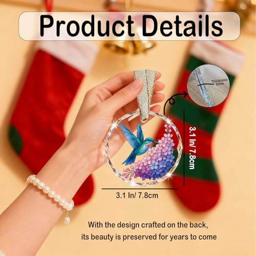 Glass Hummingbird Ornament for Christmas Tree - Clear Humming Bird Christmas Ornament 2026, Hummingbird Gifts for Women Unique, Birds Lover Gift - color: Blgs009