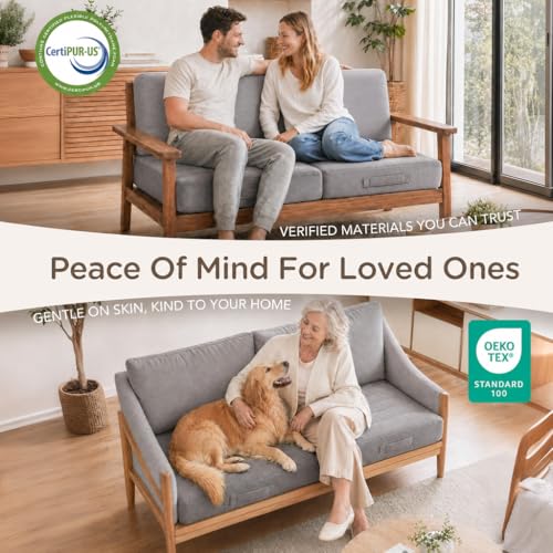 Codi Couch Cushion Replacements 2 Pack, 5 Inch High-Density Foam, 24 Inch - color: Grey, size: 24 Inch (Pack of 2)